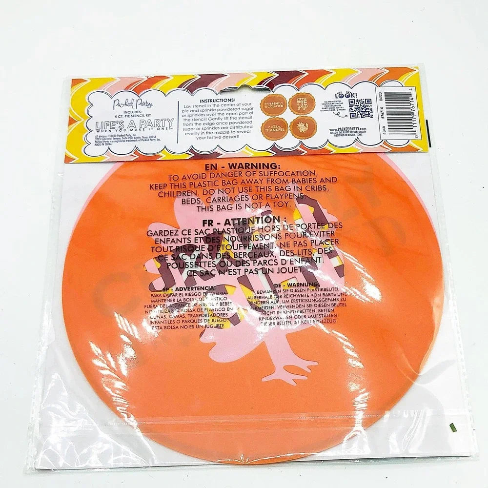 Set of 4 Thanksgiving Pie Stencil Kit Packed Party